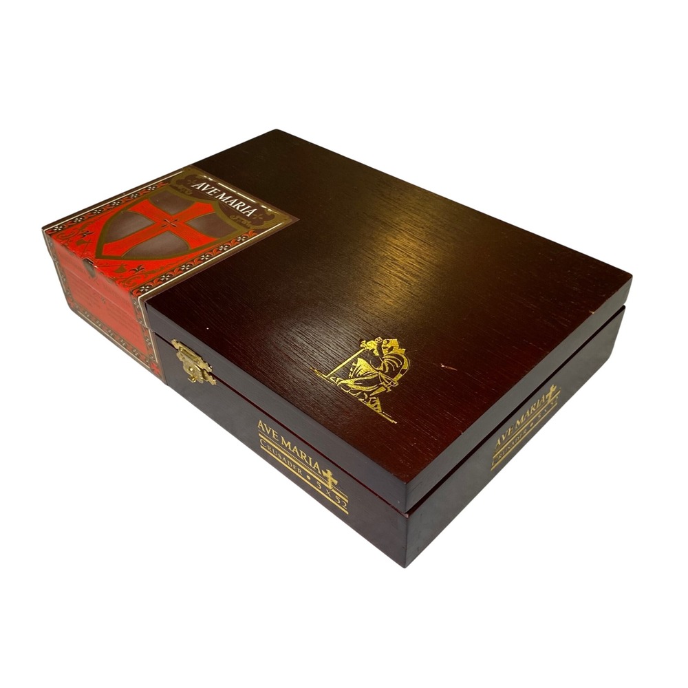 Ave Maria Crusader 5x52 Empty Wooden Cigar Box Decorative Storage Keepsake‎ Box